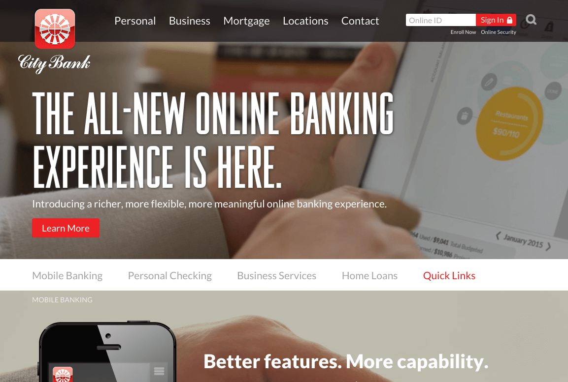 best bank website designs